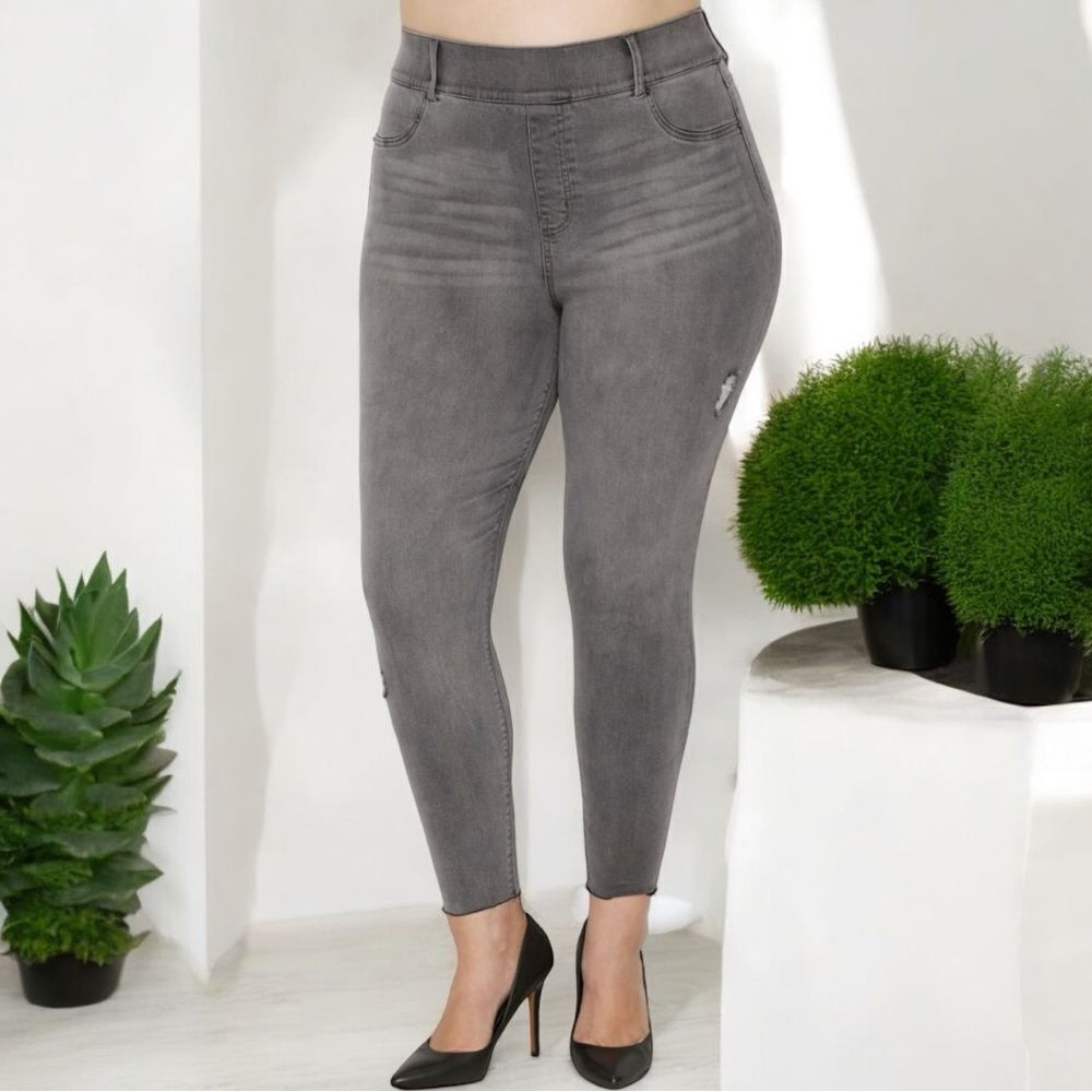 SPANX Distressed Denim Leggings Vintage Grey XL Tall